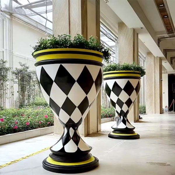 Fiberglass Geometric Pedestal Planter1 Fiberglass Geometric Pedestal Planter1